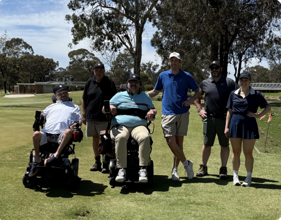 People standing on golf course People standing on golf course